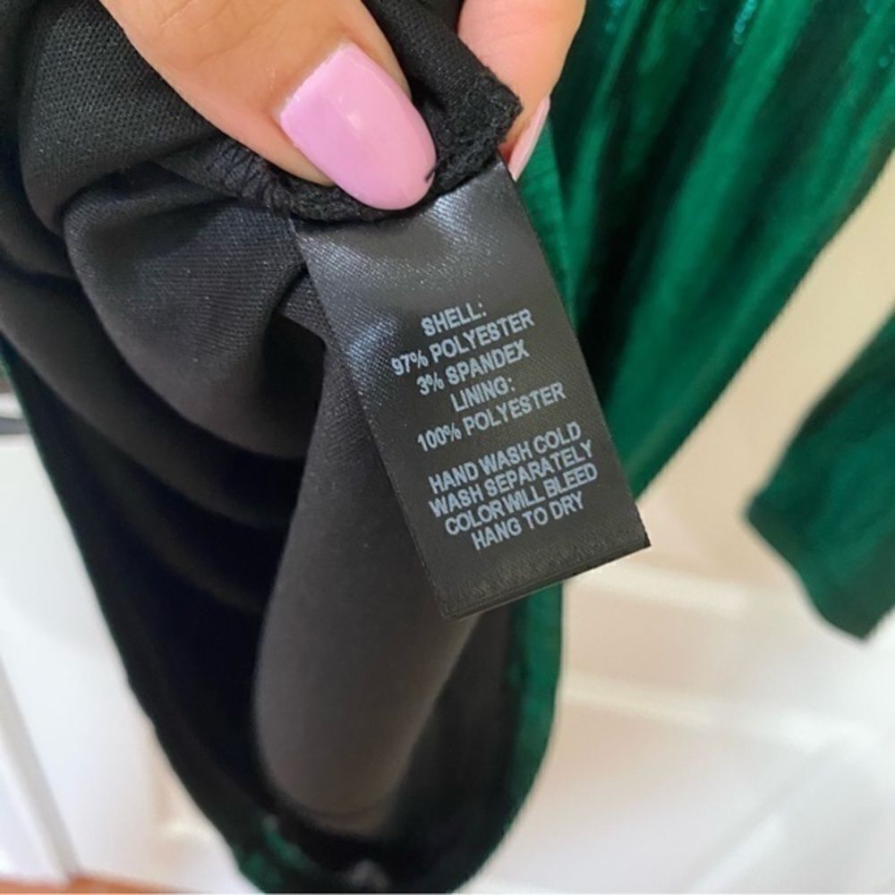 NWT Lulus Stunning Sensation Emerald Green Metallic‎ Bodycon Dress - Picture 6 of 8